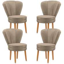 Jogo 4 Poltronas Resistente para Recepção Decor Moderna Tecido Veludo MOBLAN decor