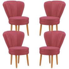 Jogo 4 Poltronas Resistente para Recepção Decor Moderna Tecido Veludo MOBLAN decor