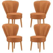 Jogo 4 Poltronas Resistente para Recepção Decor Moderna Tecido Veludo MOBLAN decor