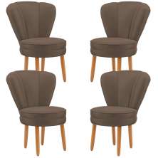 Jogo 4 Poltronas Resistente para Recepção Decor Moderna Tecido Veludo MOBLAN decor