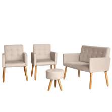 Jogo Sofá 2 Lugares com 2 Poltronas para Recepção Resistente MOBLAN decor