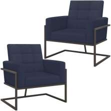 Kit 2 Poltronas Cadeira com Base de Ferro para Esritório Corino MOBLAN decor