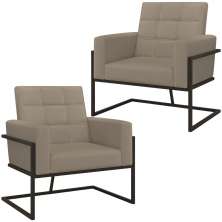 Kit 2 Poltronas Cadeira com Base de Ferro para Esritório Corino MOBLAN decor