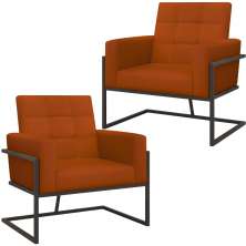 Kit 2 Poltronas Cadeira com Base de Ferro para Esritório Corino MOBLAN decor