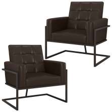 Kit 2 Poltronas Cadeira com Base de Ferro para Esritório Corino MOBLAN decor