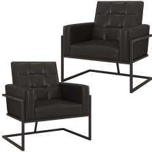 Kit 2 Poltronas Cadeira com Base de Ferro para Esritório Corino MOBLAN decor