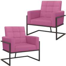 Kit 2 Poltronas Cadeira com Base de Ferro para Esritório Corino MOBLAN decor