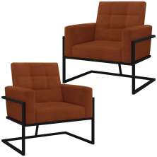 Kit 2 Poltronas Cadeira com Base de Ferro para Esritório Corino MOBLAN decor