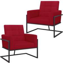 Kit 2 Poltronas Cadeira com Base de Ferro para Esritório Corino MOBLAN decor