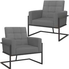 Kit 2 Poltronas Cadeira com Base de Ferro para Esritório Corino MOBLAN decor