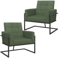 Kit 2 Poltronas Cadeira com Base de Ferro para Esritório Corino MOBLAN decor