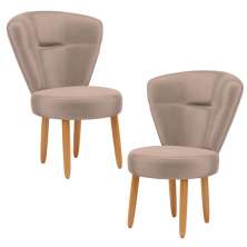 Kit 2 Poltronas Decor para Recepção Camarim Mesa de Jantar Tecido Veludo Resistente Pés de Palito MOBLAN decor
