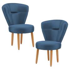 Kit 2 Poltronas Decor para Recepção Camarim Mesa de Jantar Tecido Veludo Resistente Pés de Palito MOBLAN decor