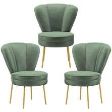 Kit 3 Cadeiras para Camarim Moderna para Maquiagem Reforçada Tecido Veludo MOBLAN decor