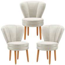 Kit 3 Poltronas Estofada para Sala de Jantar Confortável Tecido Veludo MOBLAN decor
