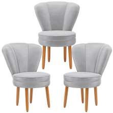Kit 3 Poltronas Estofada para Sala de Jantar Confortável Tecido Veludo MOBLAN decor