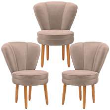 Kit 3 Poltronas Estofada para Sala de Jantar Confortável Tecido Veludo MOBLAN decor
