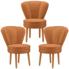 Kit 3 Poltronas Estofada para Sala de Jantar Confortável Tecido Veludo MOBLAN decor