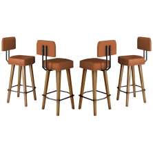 Kit 4 Banquetas Alta com Encosto para Balcão Cozinha MOBLAN decor