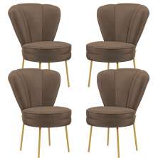 Kit 4 Cadeiras Estofada para Recepção Moderna Sala de Espera Tecido Veludo Ergonômica MOBLAN decor