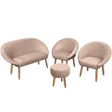 Kit Recepção Sofá com 2 Poltronas Para Sala de Estar Luxo MOBLAN decor