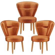 kit 3 Cadeiras para Recepção Maquiagem Mesa de Jantar Tecido Veludo Ergonômica Pés Palito