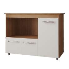  Balcão Multiuso Para Cozinha Liza 3 Portas Savana Off White Moblis