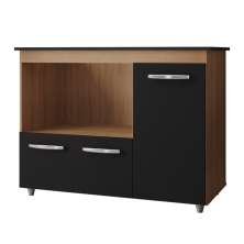 Balcão Para Cooktop Ana 5 Bocas 3 Portas Savana Preto Moblis