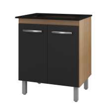 Balcão Para Cooktop Jade 5 Bocas 2 Portas Savana Preto Moblis