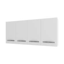 Armário Aéreo Suspenso 118 cm Mara 4 portas Branco frente Branca 