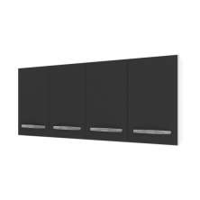Armário Aéreo Suspenso 118 cm Mara 4 portas Branco frente Preta 