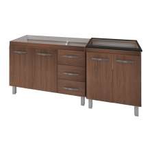 Armário Cozinha Gabinete Pia De 120 Cm Bianca Com Balcão Cooktop 5 Bocas Savana Jade 