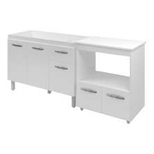 Armário Gabinete pia de 120 cm com Balcão multiuso micro-ondas Forno Elétrico Branco 