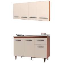 Armario Aereo 4 Portas e Balcao 120cm Savana Off White Mobbs