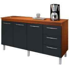 Balcao Com Tampo 160cm 9140X9320 Savana Preto Mobbs