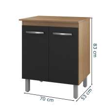 Balcao Multiuso C/ Tampo 70 cm 2P Serena Savana Preto Mobbs