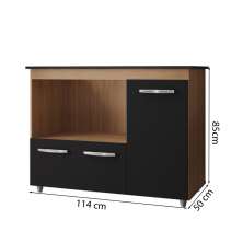 Balcao Multiuso C/ Tampo 83 cm 3P Liza Savana Preto Mobbs