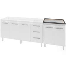 Balcao Pia 160cm e Cooktop 5 Bocas Branco Mobbs