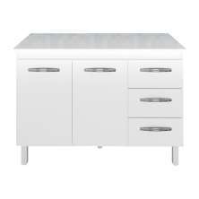 Kit Balcão Cozinha Gabinete Bianca 118 cm Branco com Tampo Tampão 120 cm Bianca Branco 