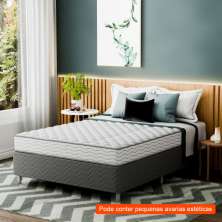 [OUTLET] Cama Box com Colchão Casal Howie Espuma D33 (17x138x188) Branco e Cinza