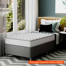 [OUTLET] Cama Box com Colchão Solteiro Howie Espuma D28 (17x88x188) Branco e Cinza