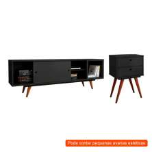 [OUTLET] Conjunto de Rack com Mesa de Cabeceira Retrô