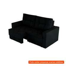 [OUTLET] Sofá 3 Lugares Retrátil Lucerna Suede Preto 180 cm