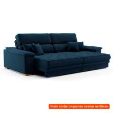 [OUTLET] Sofá 3 Lugares Retrátil e Reclinável Lupin Linho Azul Marinho 214 cm