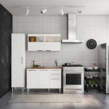 Balcão de Cozinha com Tampo Barolo 3 Portas 2 Gavetas Marrom e Branco