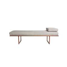 Banco 2 Lugares Galli Linho Bege e Dourado 160 cm