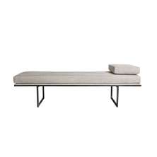 Banco 2 Lugares Galli Linho Bege e Preto 100 cm