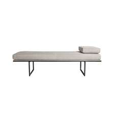 Banco 2 Lugares Galli Linho Bege e Preto 160 cm
