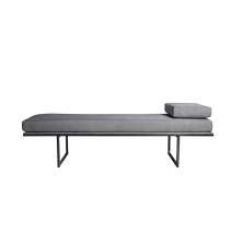 Banco 2 Lugares Galli Linho Cinza e Preto 100 cm
