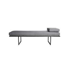Banco 2 Lugares Galli Linho Cinza e Preto 140 cm